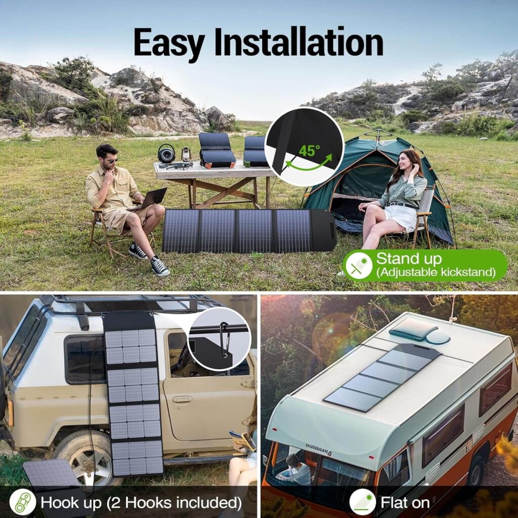 Browey Foldable Solar Panel Easy Installation (Kickstand & Hooks)